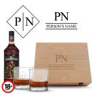 Personalised rum gift box with initials and name engraved.