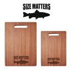 Wood chopping boards with size matters fish design