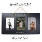 Personalised world's best dad slate photo frame