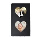 Slate photo frame with two heart shaped photos