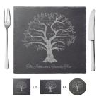 Square slate placemat with family tree design