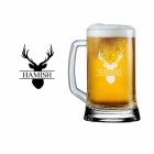 Stag head beer glass with name engraved