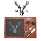Stag design cheese boards with engraved personalised slate insert