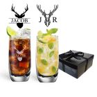personalised highball glasses with a deer design which comes in a black gift box