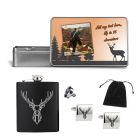 Personalised stag design hip flask and cufflink gift set