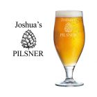 Stemmed Pilsner beer glass with personalised design