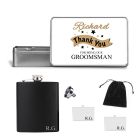 Wedding thank you gift sets for men with personalised hip flask and cufflinks