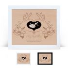 Luxury wood ultrasound photo frames with love heart hand symbol design.