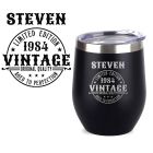 Thermal cups personalised for birthdays with vintage aged to perfection design.