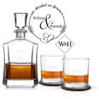 Personalised decanter gift sets for couples with a we decided on forever design engraved