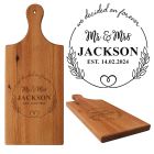 Personalised Rimu wood serving platter paddle boards with engraved we decided on forever design