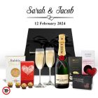 Moet Champagne gift boxes with personalised Crystal flutes