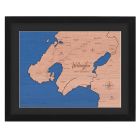 Framed wooden map of the Bay of Islands in New Zealand