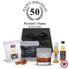 Whiskey themed gift boxes for a man's 50th birthday