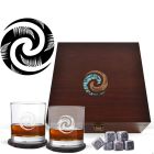 Luxury tumbler glass pine gift boxes engraved Koru and ferns design with New Zealand Paua shell