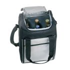 Fully insulated six bottle wine cooled bag in grey and black