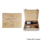 Personalised best husband ever double bottle pine wood gift box