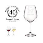 Personalised happy 40th birthday themed wine glasses