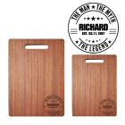 Personalised wood chopping boards the man the myth the legend design for birthdays.