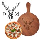 Wooden pizza boards with a personalised stag head design engraved
