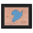 Framed wooden map of lake Taupo